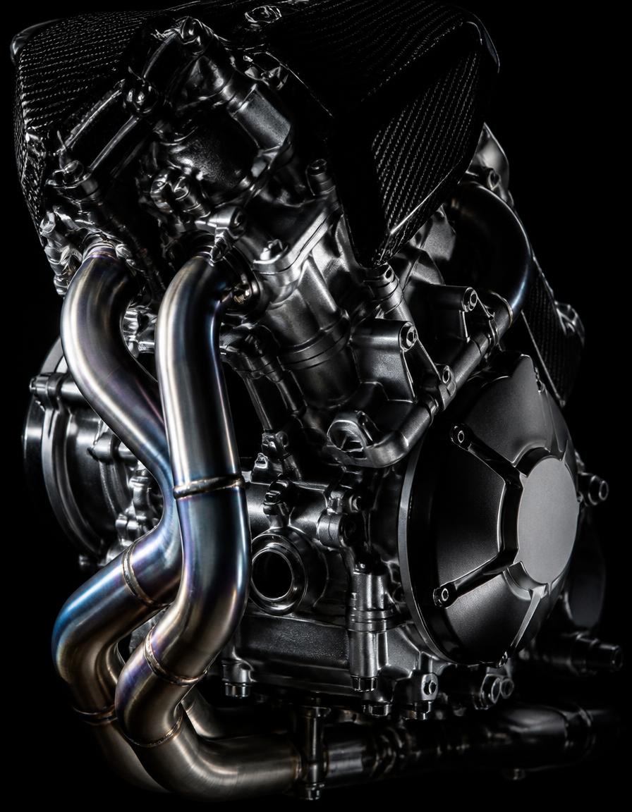 65-Grad-V4-Motor mit Titan-Krümmern im Detail