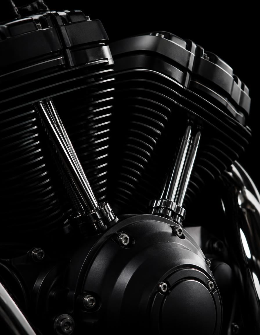 Luftgekühlter V-Twin-Motorblock im Detail